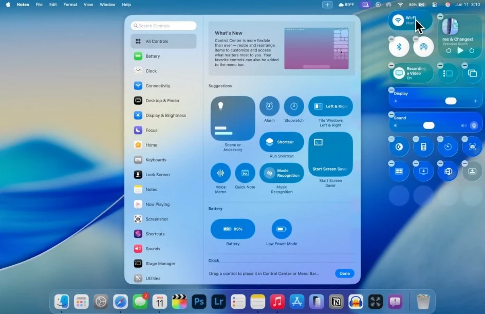 A screenshot of macOS Tahoe
