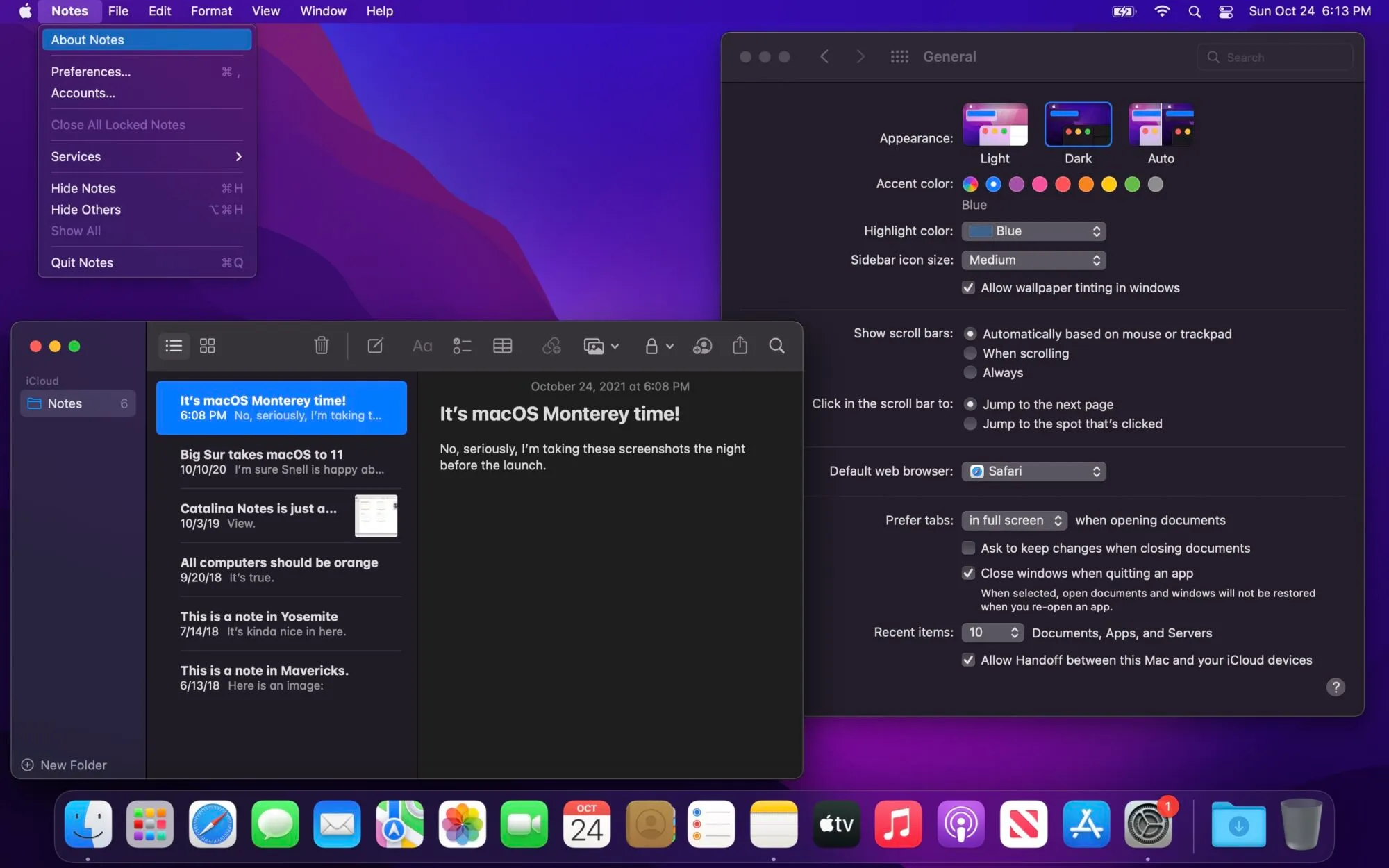 Dark mode macOS Monterey screenshot